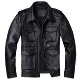 Herren Retro Biker Vintage Motorrad Rindsleder Lederjacke